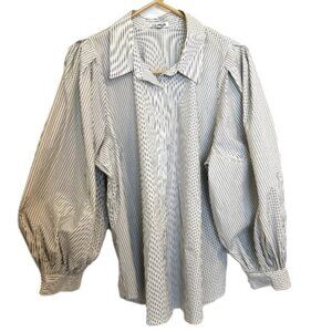 Express Striped Balloon Sleeve Poet Blouse XL
